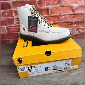 Carhartt 6" Moc Toe Wedge Boot Mens Size 11 White Scuff Boots New
